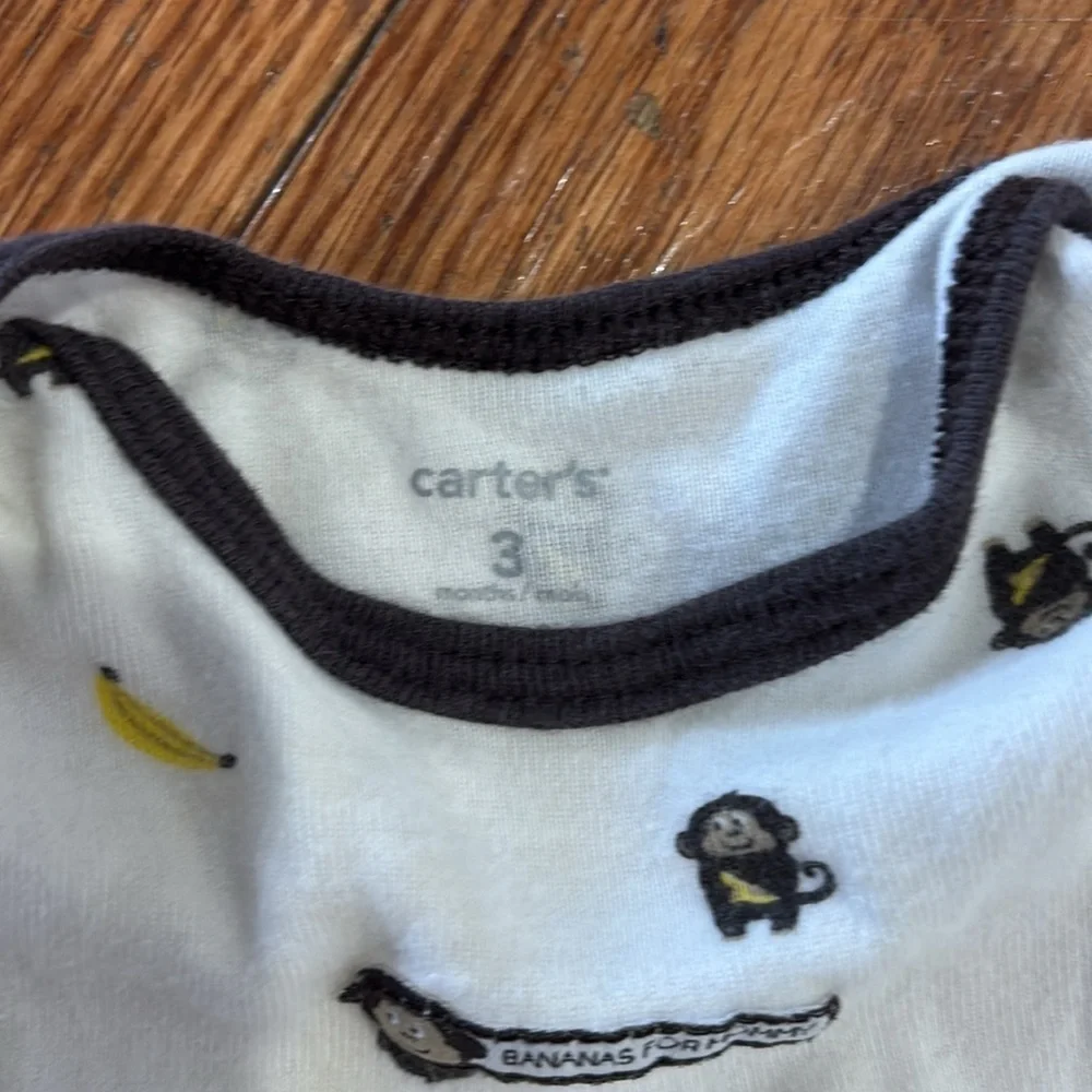 Carters 3 Months Bananas for mommy onesie short sleeve shirt and pants- monkeys